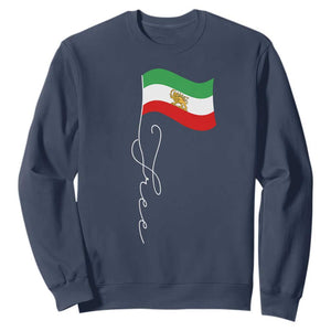 Free Iran Sweatshirt Patriotic Iranian Lion and Sun Flag TS11 Navy Print Your Wear