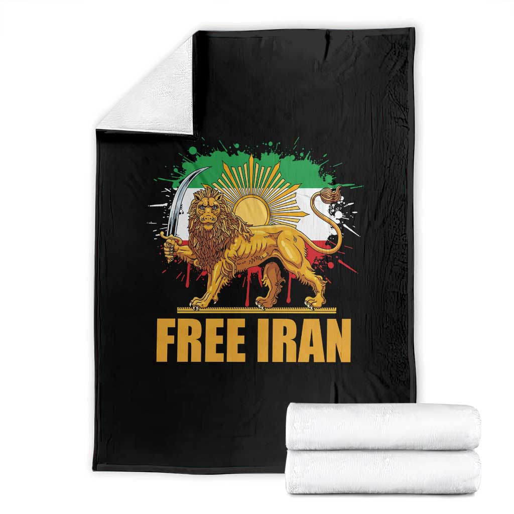Free Iran Throw Blanket Iran Flag Lion And Sun Persian Pride Iranian Protests TS11 Black Print Your Wear