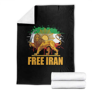 Free Iran Throw Blanket Iran Flag Lion And Sun Persian Pride Iranian Protests TS11 Black Print Your Wear
