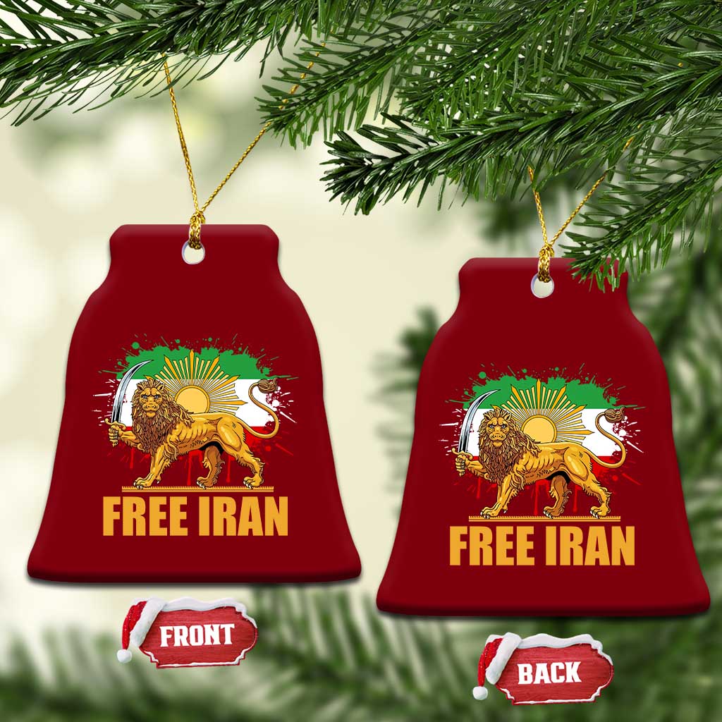 Free Iran Ceramic Ornament Iran Flag Lion And Sun Persian Pride Iranian Protests TS11 Print Your Wear
