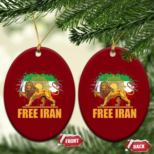 Free Iran Ceramic Ornament Iran Flag Lion And Sun Persian Pride Iranian Protests TS11 Print Your Wear