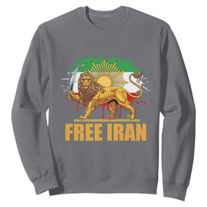 Free Iran Sweatshirt Iran Flag Lion And Sun Persian Pride Iranian Protests TS11 Charcoal Print Your Wear