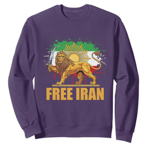 Free Iran Sweatshirt Iran Flag Lion And Sun Persian Pride Iranian Protests TS11 Purple Print Your Wear