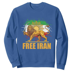 Free Iran Sweatshirt Iran Flag Lion And Sun Persian Pride Iranian Protests TS11 Royal Blue Print Your Wear