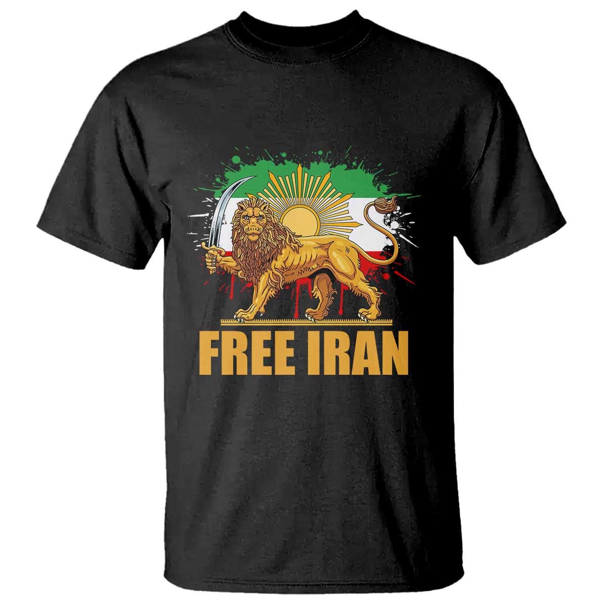 Free Iran T Shirt Iran Flag Lion And Sun Persian Pride Iranian Protests TS11 Black Print Your Wear