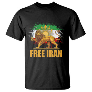 Free Iran T Shirt Iran Flag Lion And Sun Persian Pride Iranian Protests TS11 Black Print Your Wear