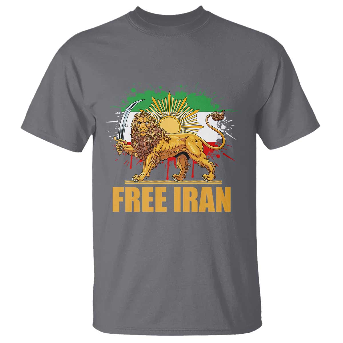 Free Iran T Shirt Iran Flag Lion And Sun Persian Pride Iranian Protests TS11 Charcoal Print Your Wear