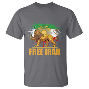 Free Iran T Shirt Iran Flag Lion And Sun Persian Pride Iranian Protests TS11 Charcoal Print Your Wear