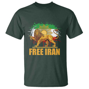 Free Iran T Shirt Iran Flag Lion And Sun Persian Pride Iranian Protests TS11 Dark Forest Green Print Your Wear