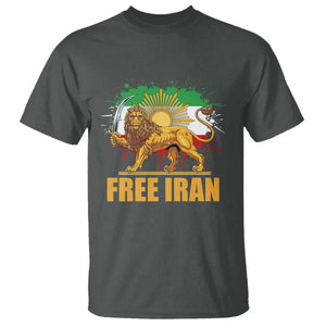 Free Iran T Shirt Iran Flag Lion And Sun Persian Pride Iranian Protests TS11 Dark Heather Print Your Wear