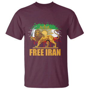 Free Iran T Shirt Iran Flag Lion And Sun Persian Pride Iranian Protests TS11 Maroon Print Your Wear