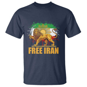 Free Iran T Shirt Iran Flag Lion And Sun Persian Pride Iranian Protests TS11 Navy Print Your Wear