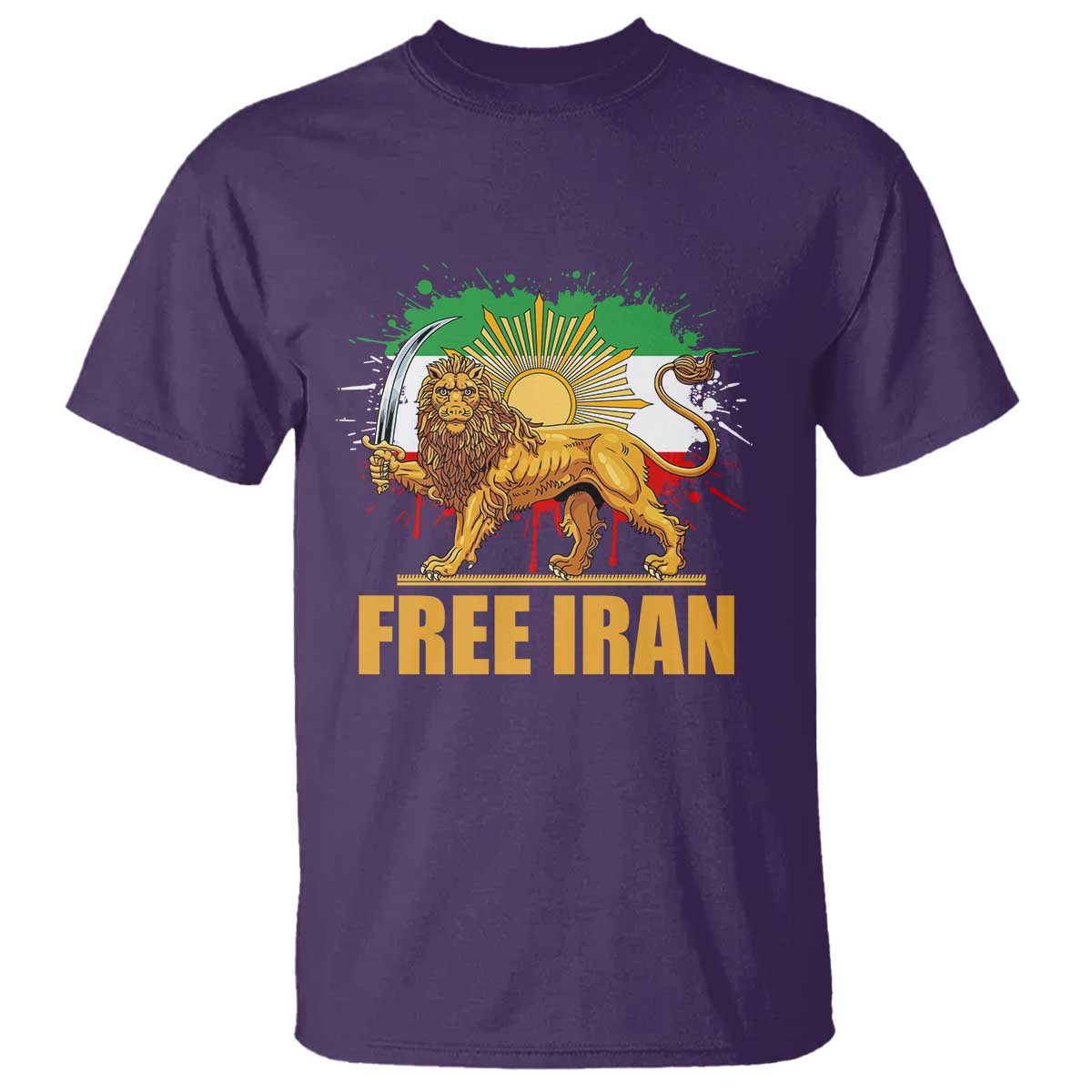 Free Iran T Shirt Iran Flag Lion And Sun Persian Pride Iranian Protests TS11 Purple Print Your Wear