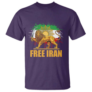 Free Iran T Shirt Iran Flag Lion And Sun Persian Pride Iranian Protests TS11 Purple Print Your Wear