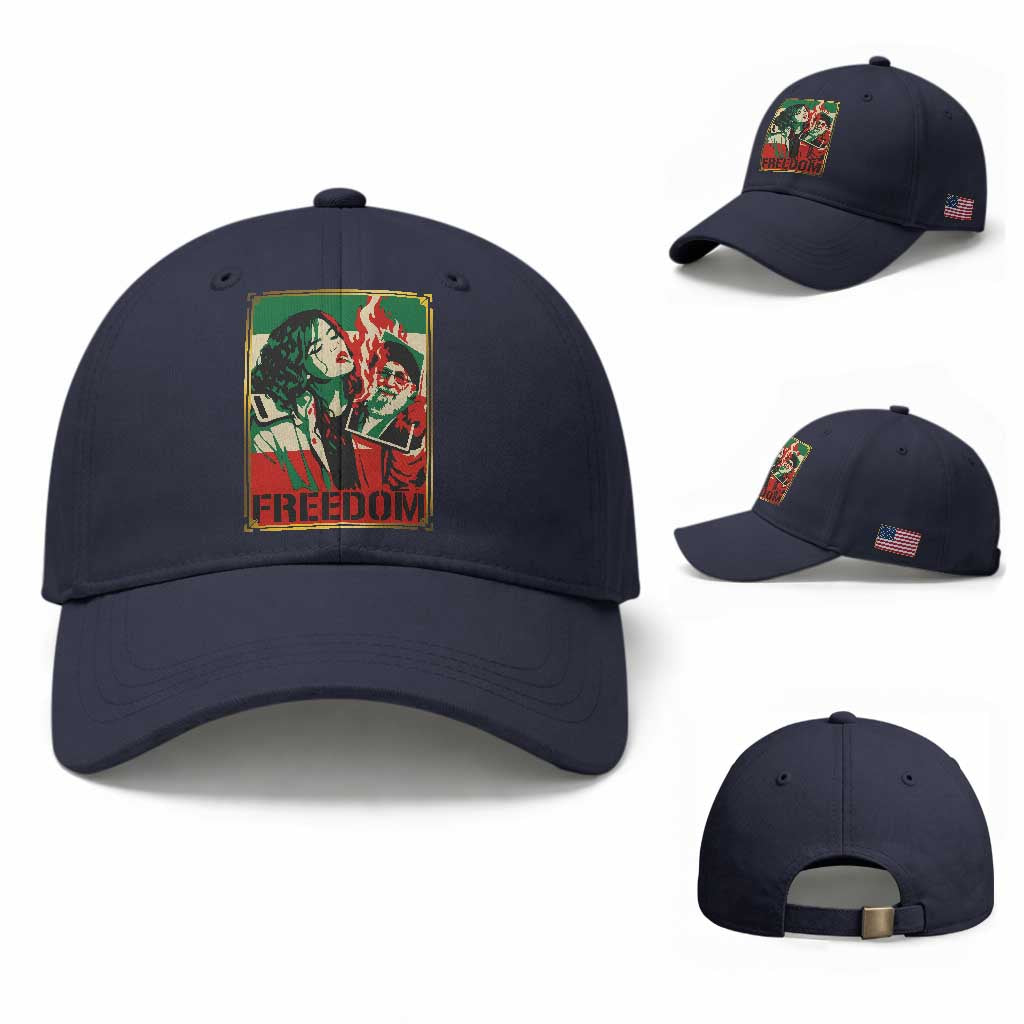 Free Iran Protest Baseball Cap Support Women Life Freedom Statement TS11 Baseball Cap Universal Fit Navy Print Your Wear