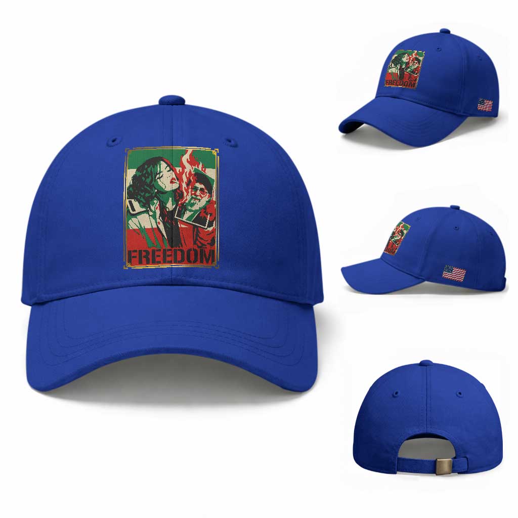 Free Iran Protest Baseball Cap Support Women Life Freedom Statement TS11 Baseball Cap Universal Fit Royal Blue Print Your Wear