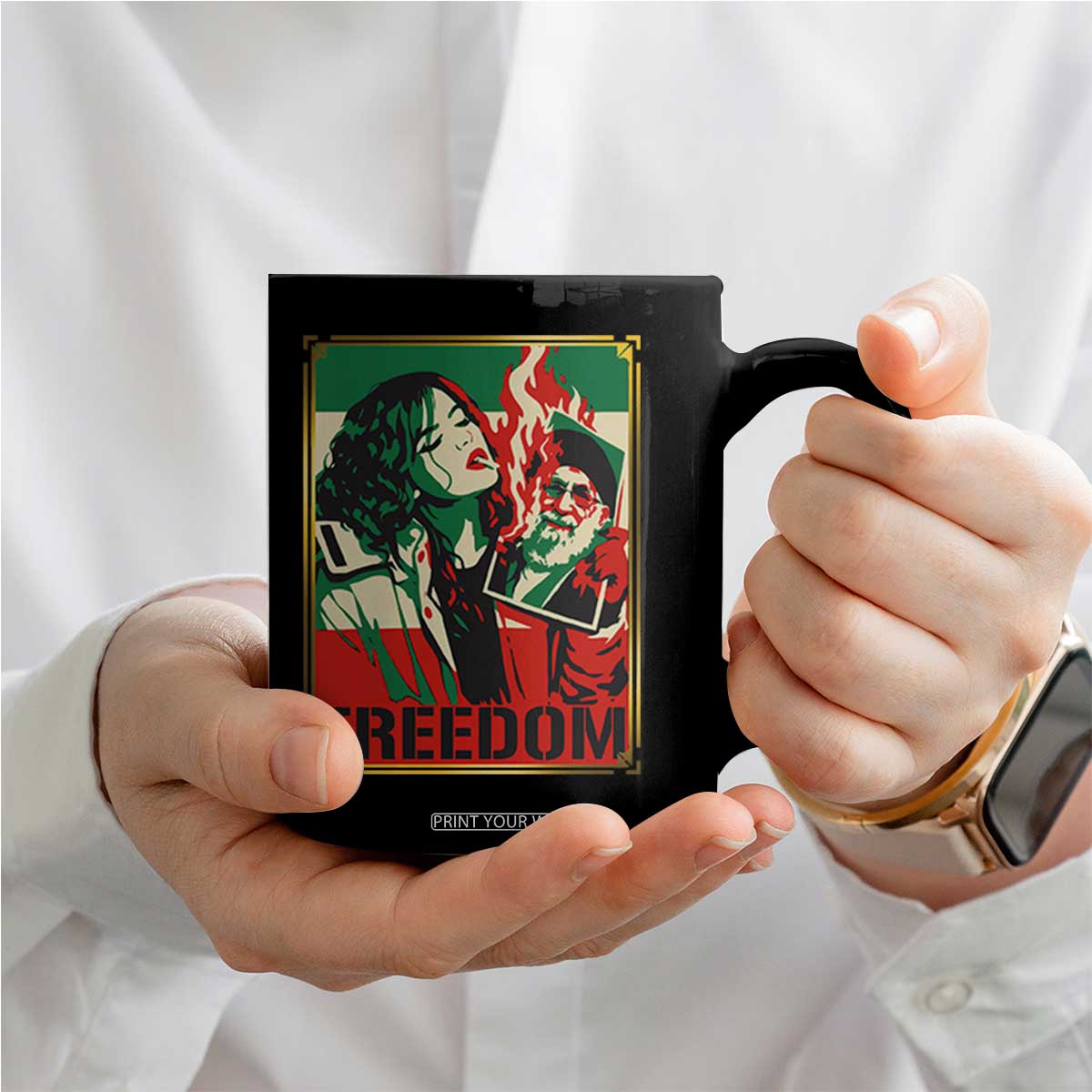 Free Iran Protest Coffee Mug Support Women Life Freedom Statement TS11 Print Your Wear