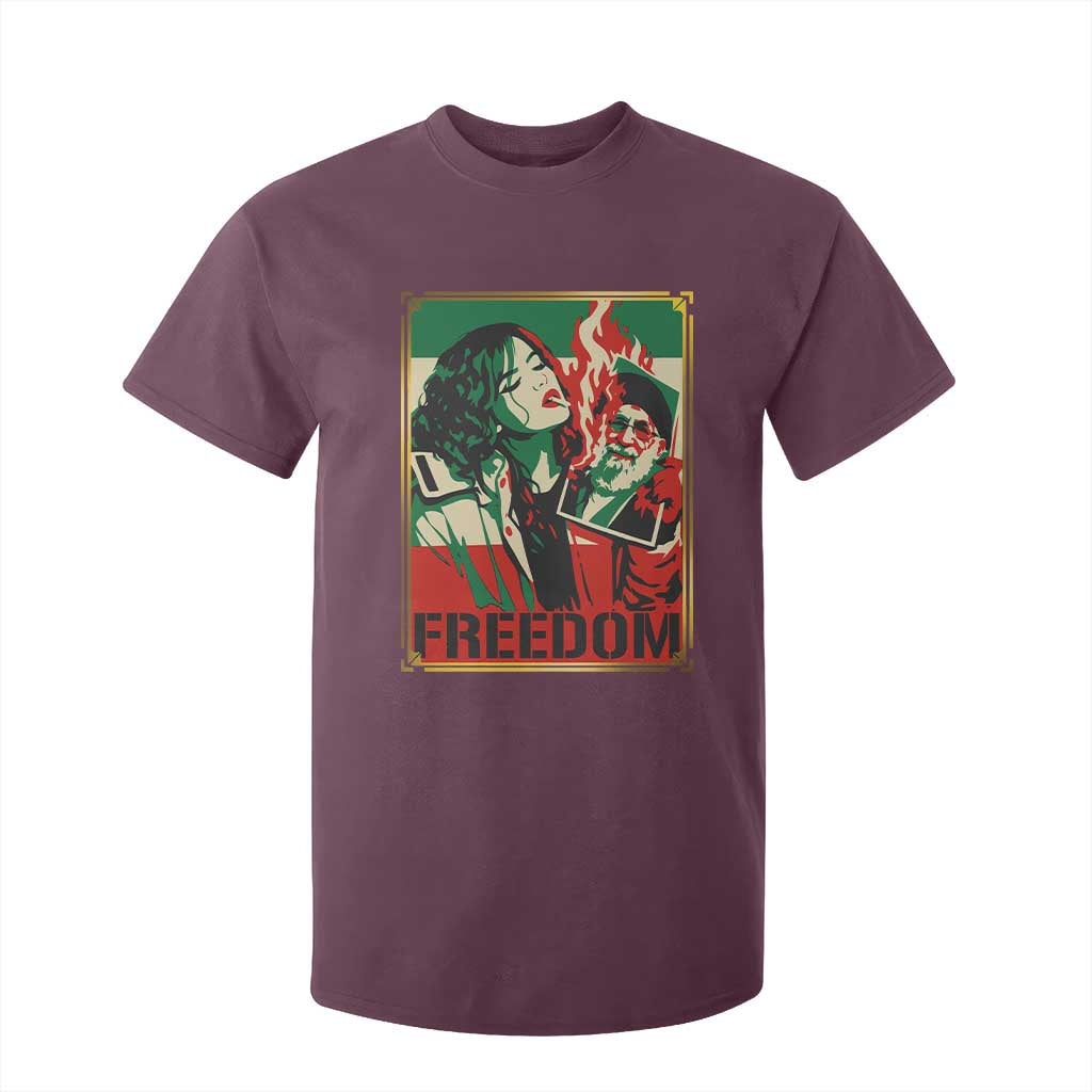 Free Iran Protest T Shirt For Kid Support Women Life Freedom Statement TS11 Maroon Print Your Wear