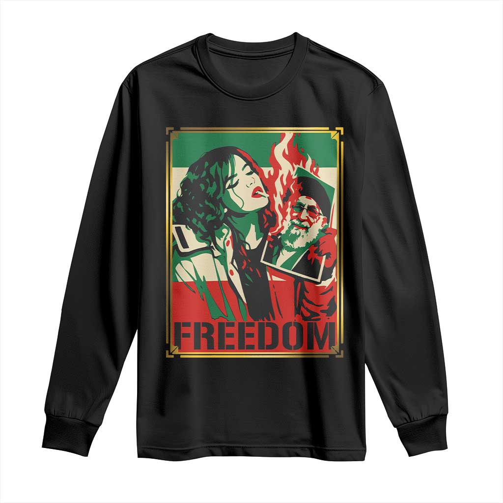 Free Iran Protest Long Sleeve Shirt - Support Women Life Freedom Statement Solidarity Tee TS11 Black Print Your Wear