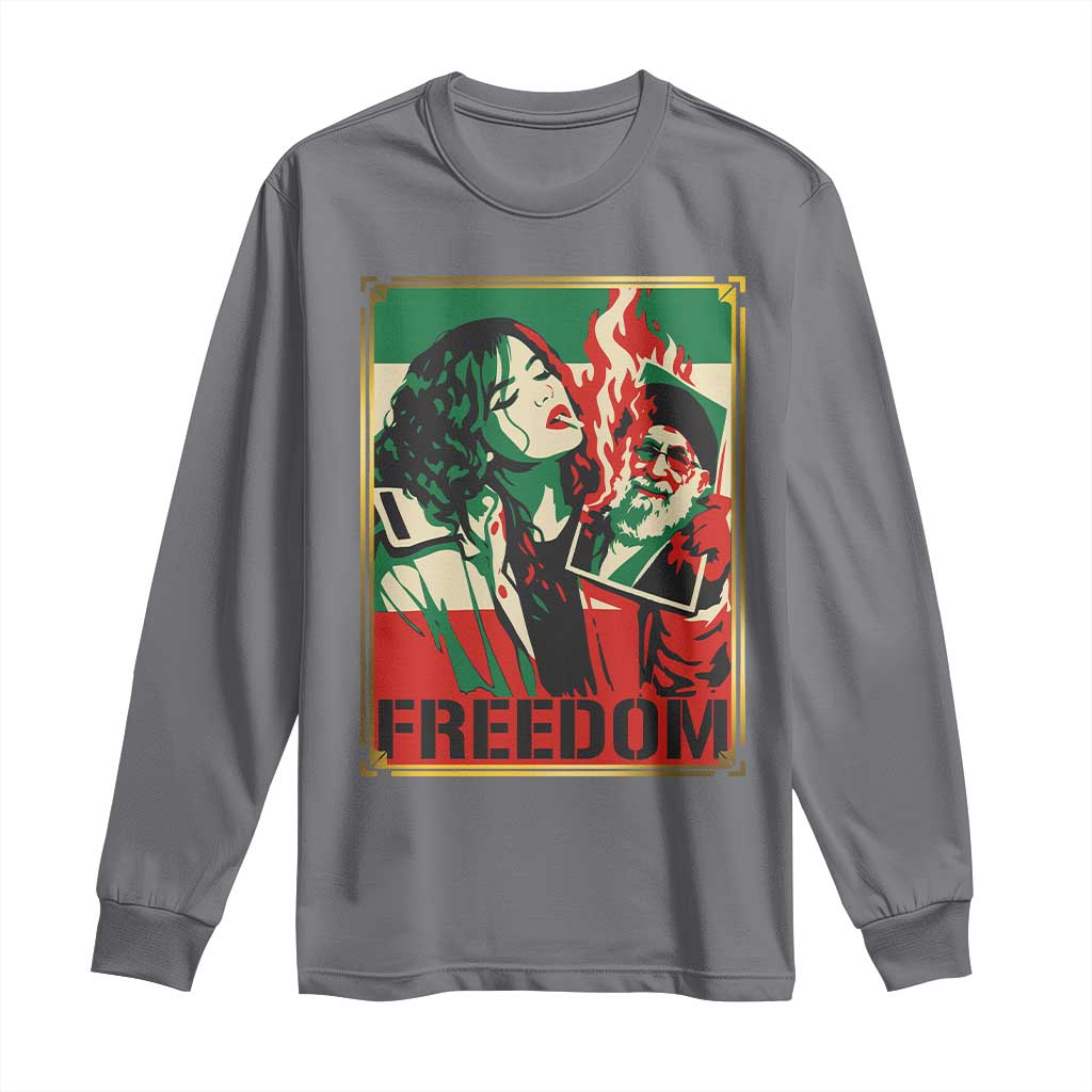 Free Iran Protest Long Sleeve Shirt - Support Women Life Freedom Statement Solidarity Tee TS11 Charcoal Print Your Wear
