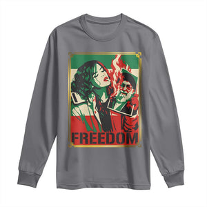 Free Iran Protest Long Sleeve Shirt - Support Women Life Freedom Statement Solidarity Tee TS11 Charcoal Print Your Wear