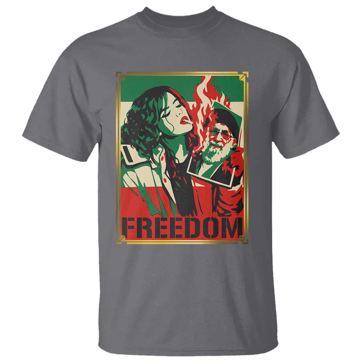 Free Iran Protest T Shirt Support Women Life Freedom Statement TS11 Charcoal Print Your Wear