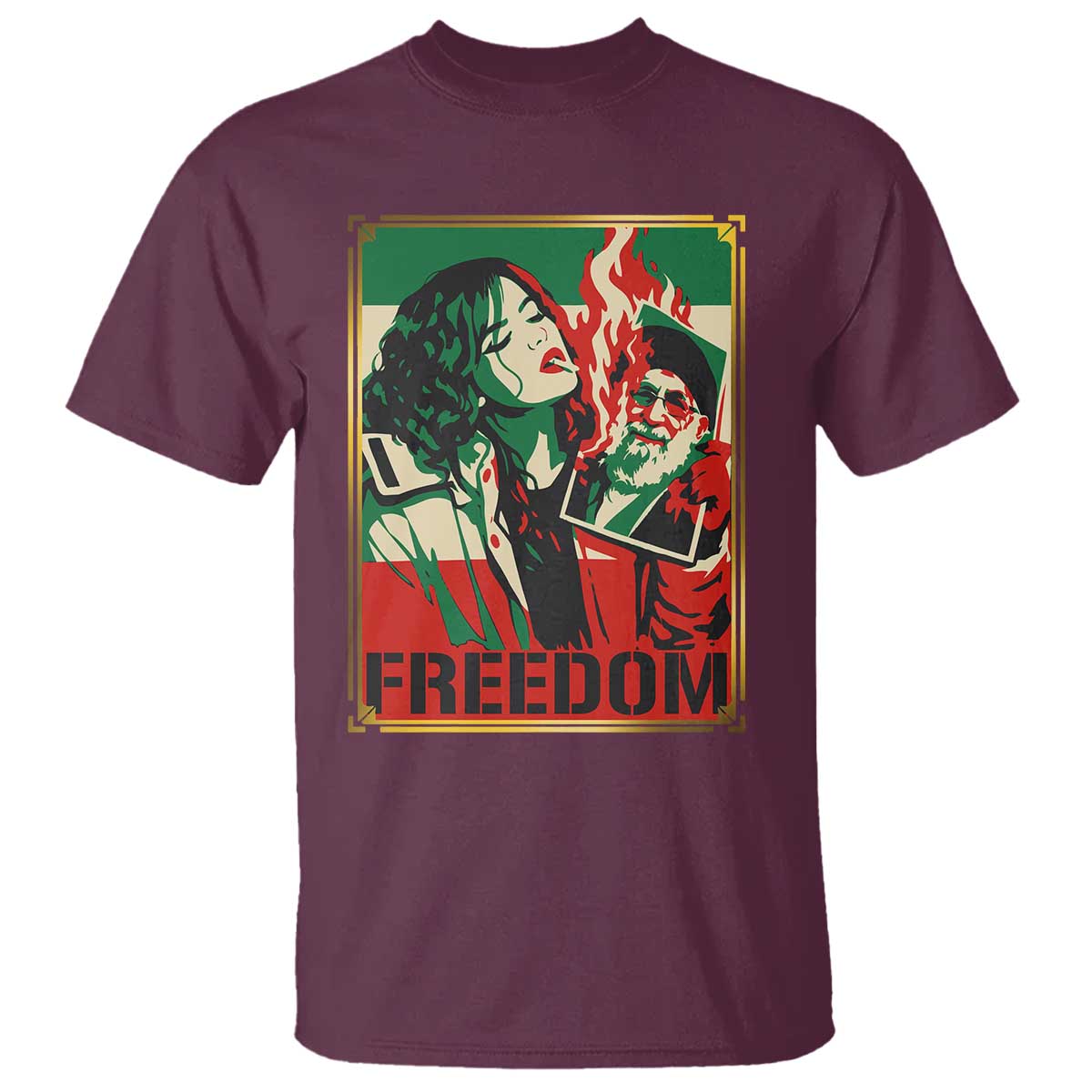 Free Iran Protest T Shirt Support Women Life Freedom Statement TS11 Maroon Print Your Wear