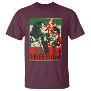Free Iran Protest T Shirt Support Women Life Freedom Statement TS11 Maroon Print Your Wear