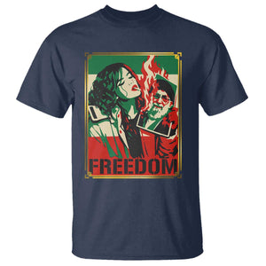 Free Iran Protest T Shirt Support Women Life Freedom Statement TS11 Navy Print Your Wear
