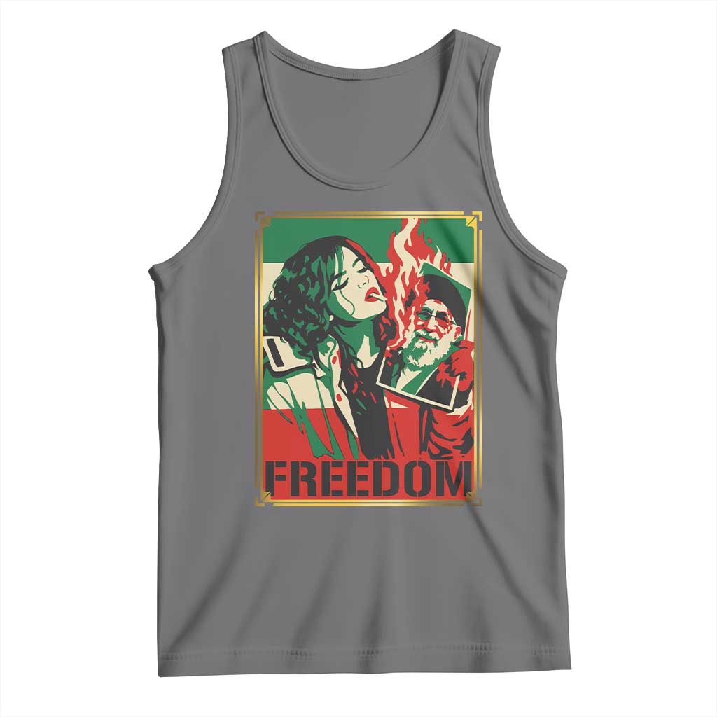 Free Iran Protest Tank Top Support Women Life Freedom Statement TS11 Black Heather Print Your Wear