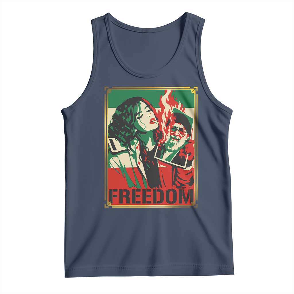Free Iran Protest Tank Top Support Women Life Freedom Statement TS11 Navy Print Your Wear