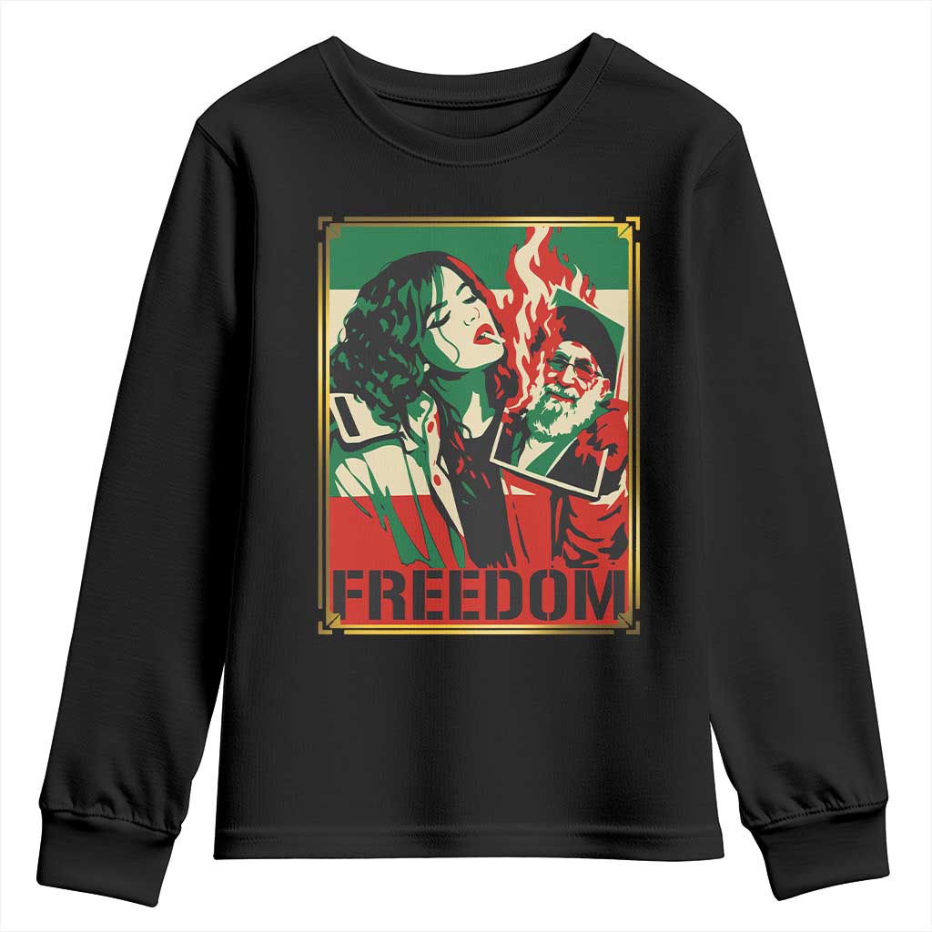 Free Iran Protest Youth Sweatshirt Support Women Life Freedom Statement TS11 Black Print Your Wear