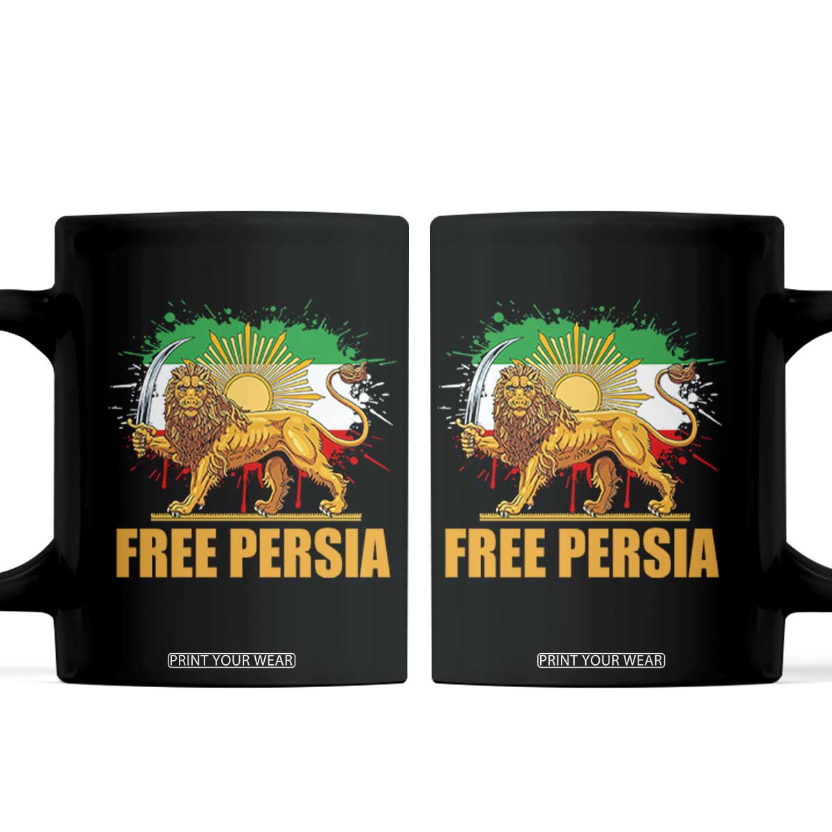 Free Persian Coffee Mug Iran Flag Lion And Sun Persian Pride Iranian Protests TS11 Black Print Your Wear