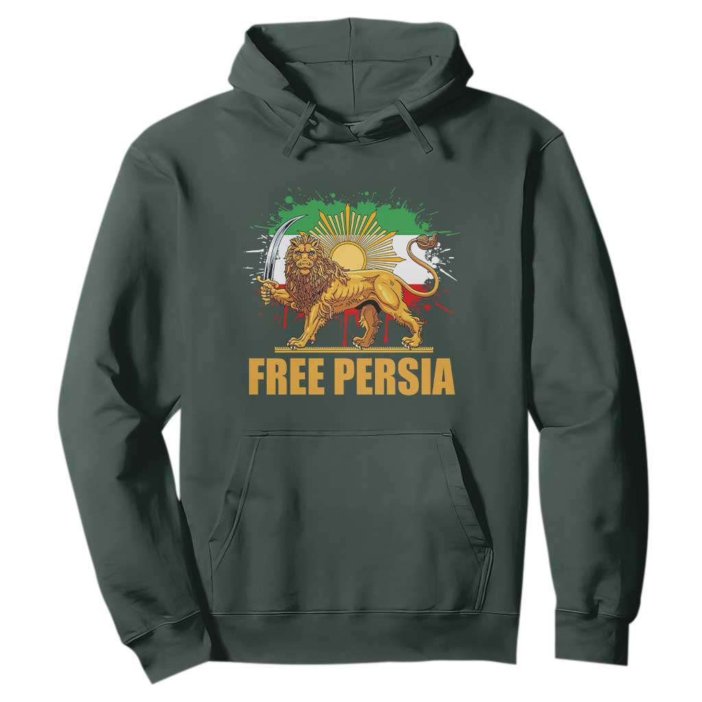 Free Persian Hoodie Iran Flag Lion And Sun Persian Pride Iranian Protests TS11 Dark Forest Green Print Your Wear