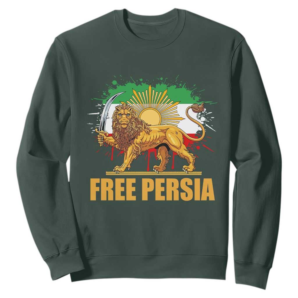 Free Persian Sweatshirt Iran Flag Lion And Sun Persian Pride Iranian Protests TS11 Dark Forest Green Print Your Wear