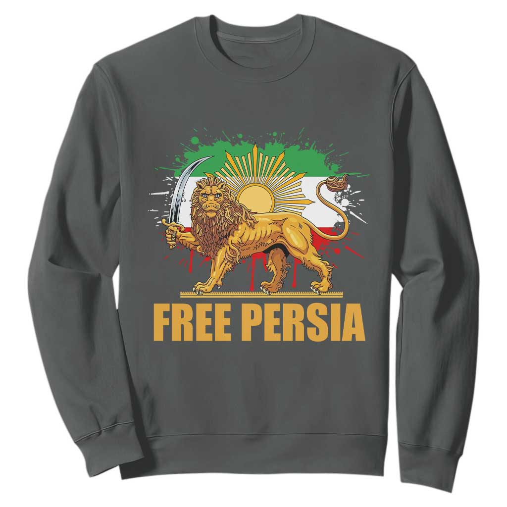 Free Persian Sweatshirt Iran Flag Lion And Sun Persian Pride Iranian Protests TS11 Dark Heather Print Your Wear