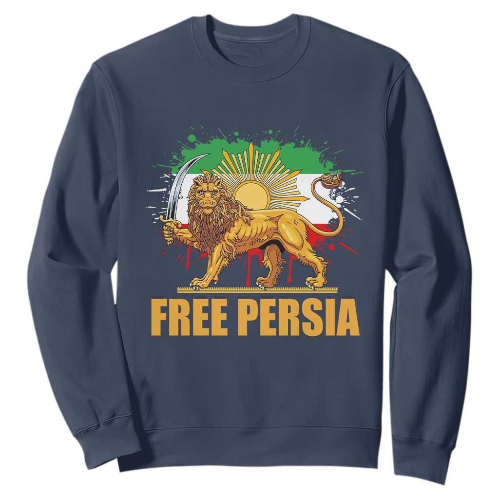 Free Persian Sweatshirt Iran Flag Lion And Sun Persian Pride Iranian Protests TS11 Navy Print Your Wear