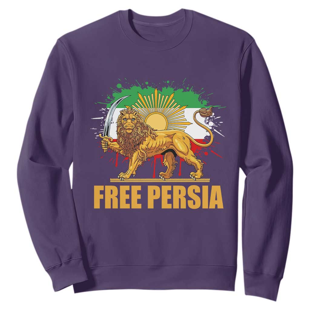 Free Persian Sweatshirt Iran Flag Lion And Sun Persian Pride Iranian Protests TS11 Purple Print Your Wear