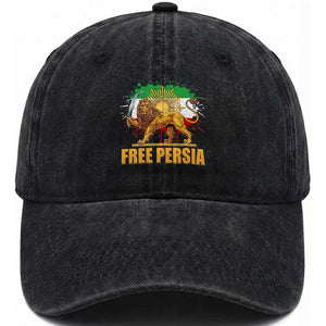 Free Persian Washed Cotton Baseball Cap Iran Flag Lion And Sun Persian Pride Iranian Protests TS11 Print Your Wear