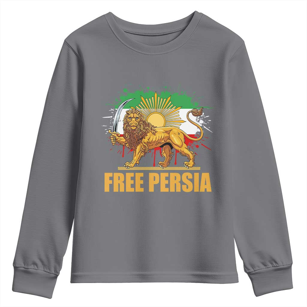Free Persian Youth Sweatshirt Iran Flag Lion And Sun Persian Pride Iranian Protests TS11 Charcoal Print Your Wear