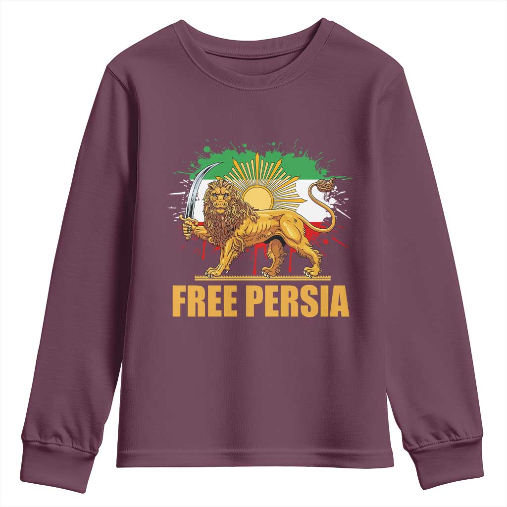 Free Persian Youth Sweatshirt Iran Flag Lion And Sun Persian Pride Iranian Protests TS11 Maroon Print Your Wear
