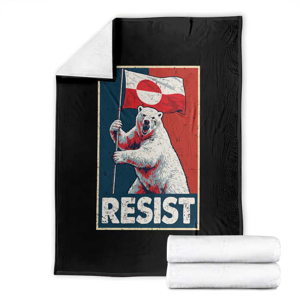 Resist Greenland Polar Bear Holding Flag Art Throw Blanket Resistance Political TS11 Black Print Your Wear