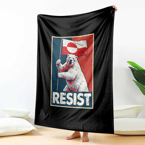 Resist Greenland Polar Bear Holding Flag Art Throw Blanket Resistance Political TS11 Print Your Wear