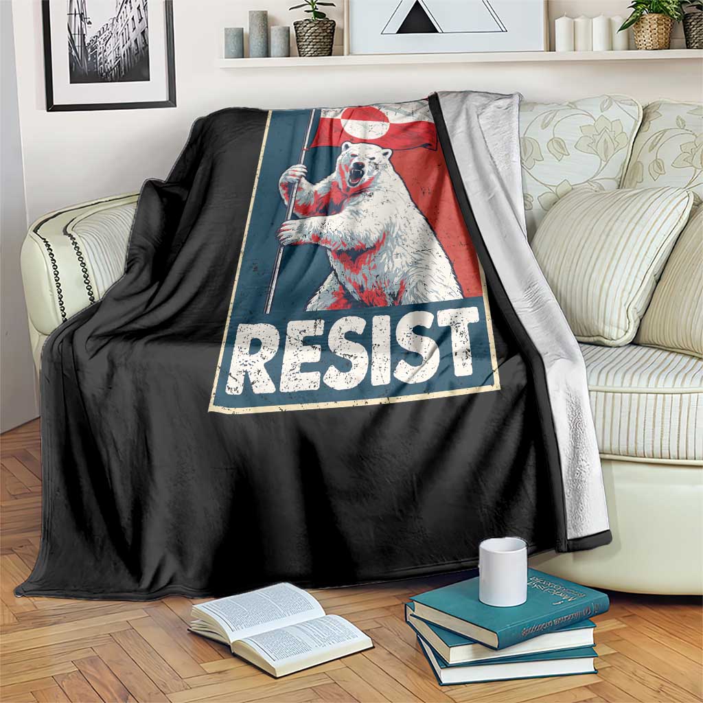 Resist Greenland Polar Bear Holding Flag Art Throw Blanket Resistance Political TS11 Print Your Wear