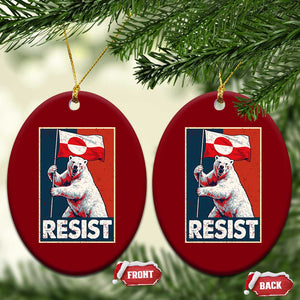 Resist Greenland Polar Bear Holding Flag Art Ceramic Ornament Resistance Political TS11 Print Your Wear