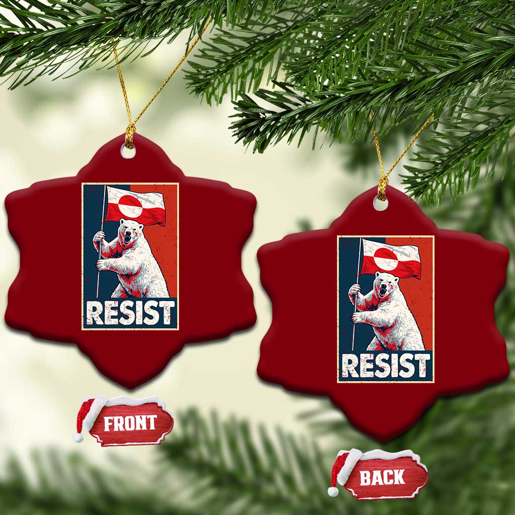 Resist Greenland Polar Bear Holding Flag Art Ceramic Ornament Resistance Political TS11 Print Your Wear