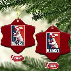 Resist Greenland Polar Bear Holding Flag Art Ceramic Ornament Resistance Political TS11 Print Your Wear