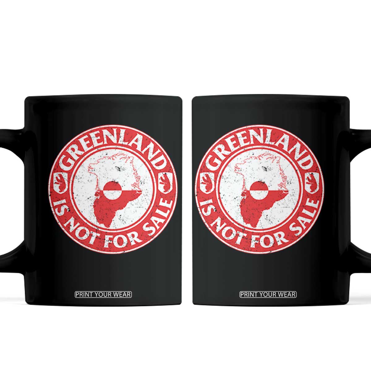 Greenland Is Not For Sale Coffee Mug Political Statement Arms of Greenland TS11 Black Print Your Wear