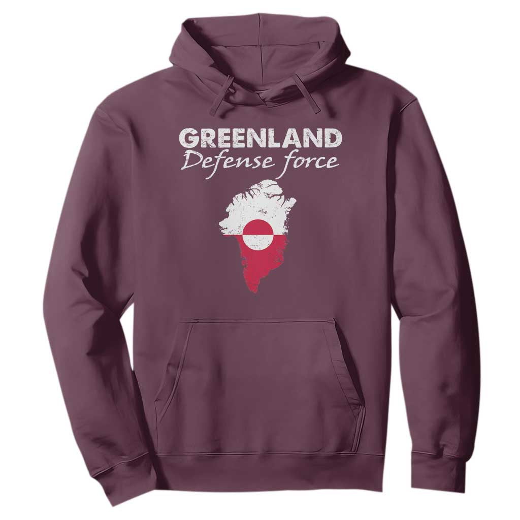 Greenland Defense Force Hoodie Political Statement Greenland Policy TS11 Maroon Print Your Wear