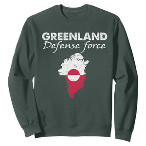 Greenland Defense Force Sweatshirt Political Statement Greenland Policy TS11 Dark Forest Green Print Your Wear